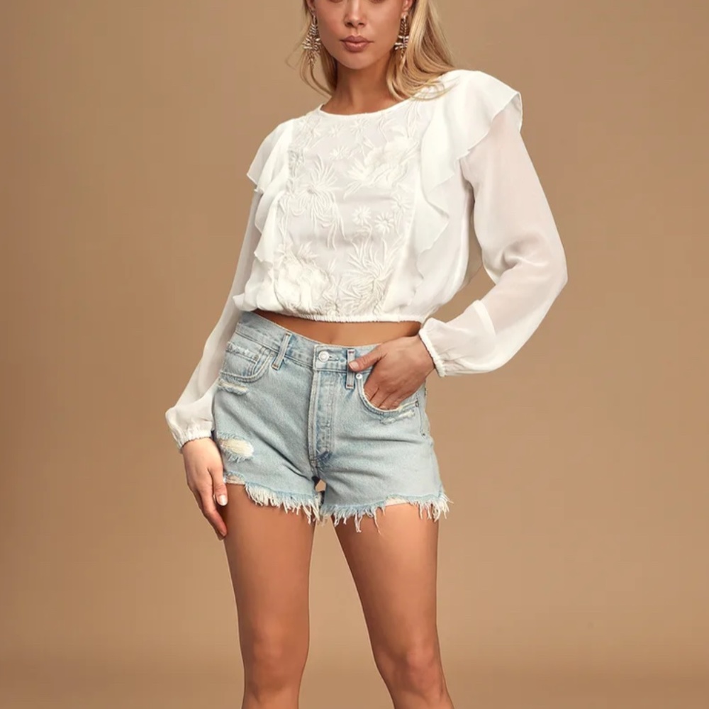 NWT • Lulu's • Ruffled Long Sleeve Top - Picture 2 of 8